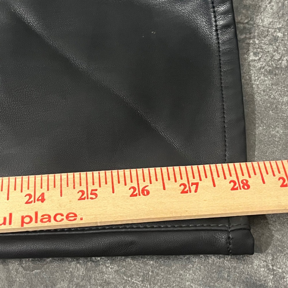 J.Crew Faux Leather Pants Women Size 28 Black Straight Leg Edgy - Picture 8 of 8